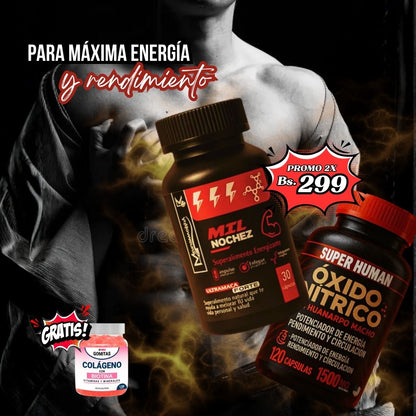 SUPER COMBO VIRIL OXIDO NÍTRICO + MIL NOCHEZ + regalo Gomitas de colágeno