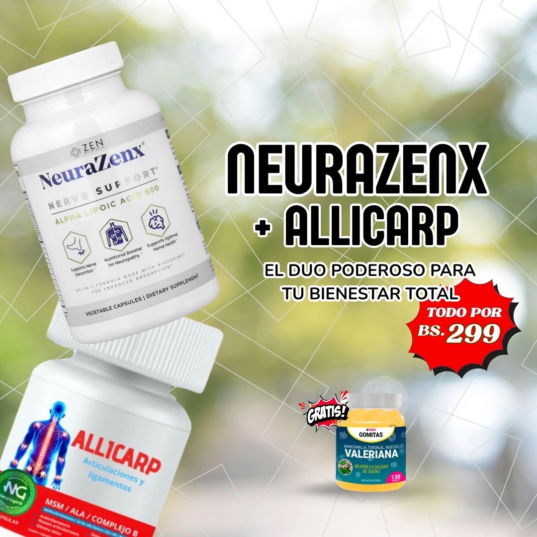 SUPER COMBO 3 | 1 Neurazenx + 1 Allicarp + regalo gomitas de Valeriana