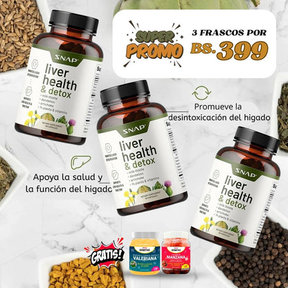 COMBO 3 LIVER HEALTH + GRATIS GOMITAS DE VALERIANA Y GOMITAS DE VINAGRE DE MANZANA