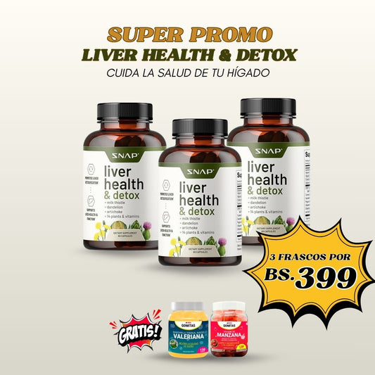 COMBO 3 LIVER HEALTH + GRATIS GOMITAS DE VALERIANA Y GOMITAS DE VINAGRE DE MANZANA