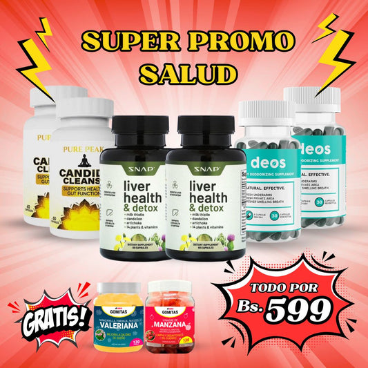 SUPER COMBO 2 | 2 Deos + 2 Candidas + 2 Liver health + regalo gomitas de Valeriana y gomitas de Vinagre de manzana
