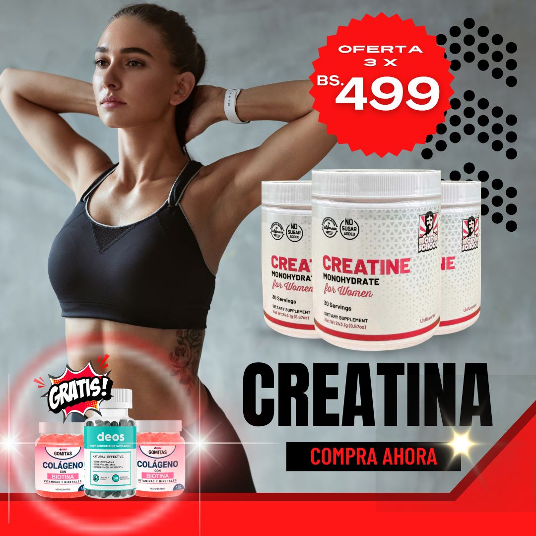 SUPER COMBO para mujeres Creatina Monohidratada + regalo 1 frasco de gomita funcional