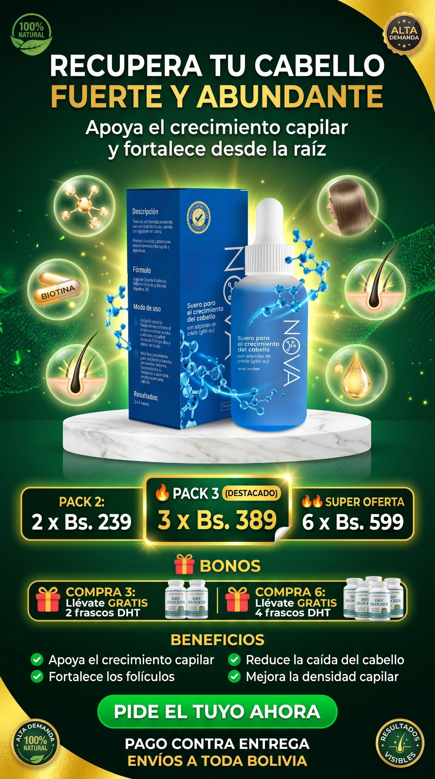 NOVA Péptidos de cobre Super PROMO + capsulas de DHT blocker! Adiós a la caída de cabello